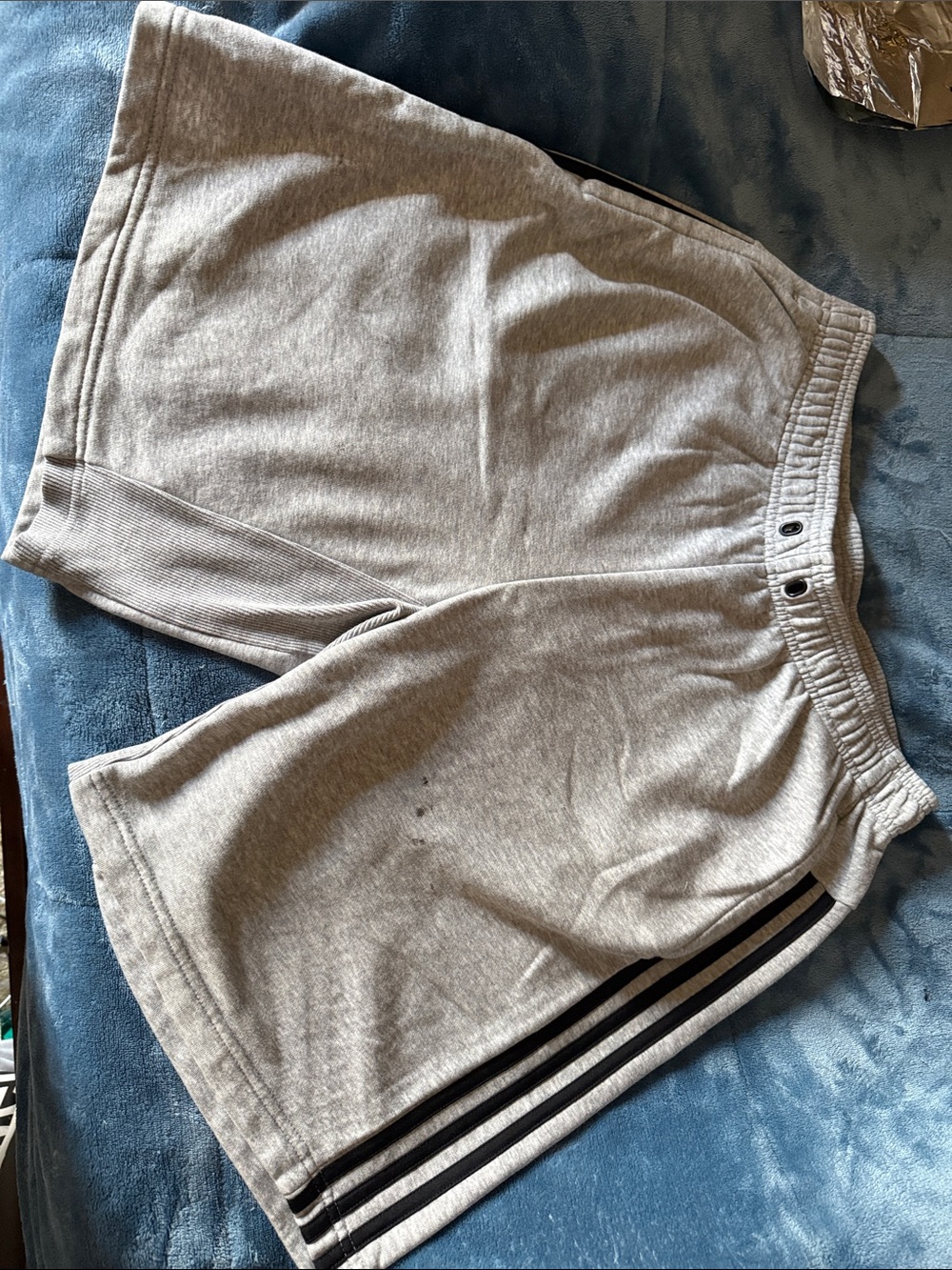adidas Gray Athletic Shorts with Black Stripes